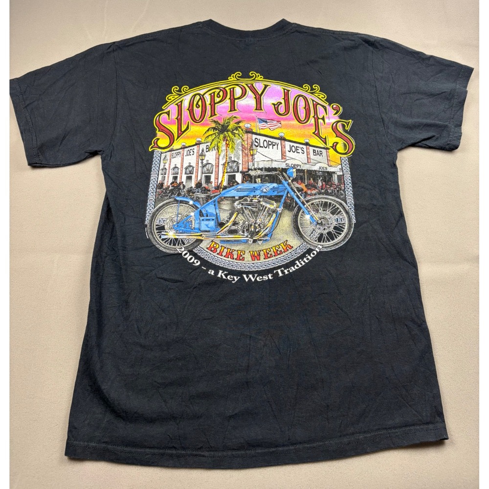 Gildan Sloppy Joes Key West Bike Week 2009 Motorcycle T-Shirt Mens Medium Black